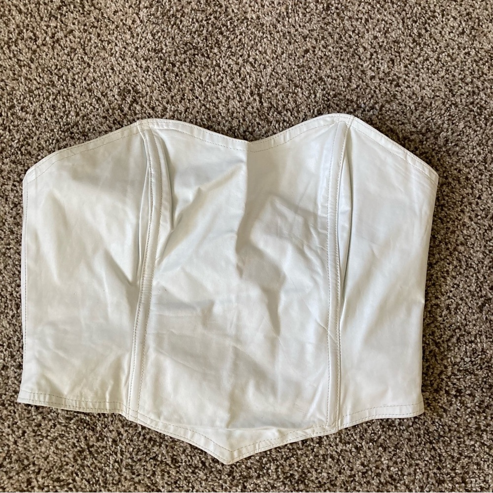 Genuine, vintage, leather strapless tube top 80’s fashion no brand